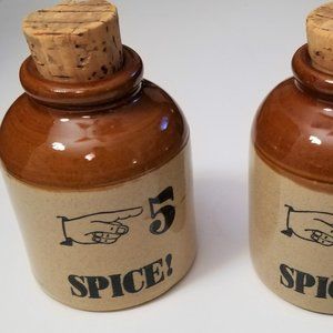Vintage Moira Stoneware Spice Jars - Made in England